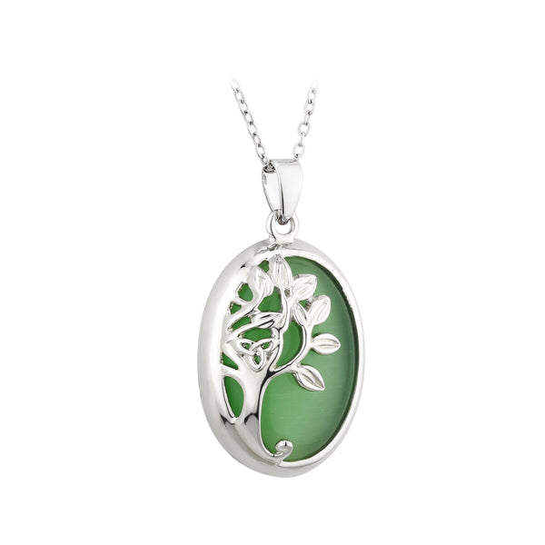 Colgante de ojo de gato verde Árbol de la Vida