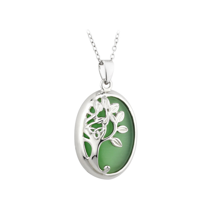 Colgante de ojo de gato verde Árbol de la Vida