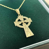 10k Solid Gold Celtic Cross with Shamrock