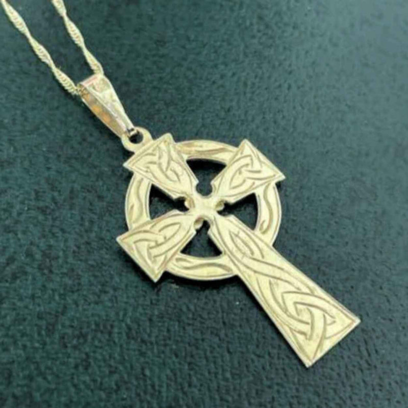 10k Solid Gold Celtic Cross with Shamrock