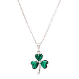 Colgante de Trébol de Plata Esterlina con Malaquita Verde