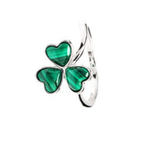 Anillo Trébol de Plata de Ley y Malaquita Verde