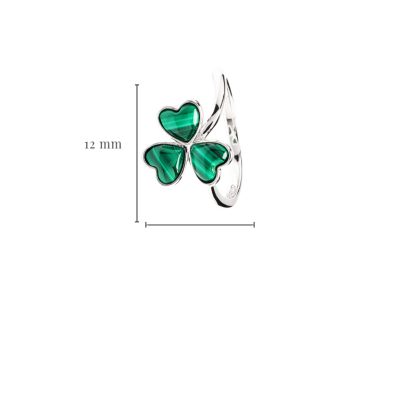 Anillo Trébol de Plata de Ley y Malaquita Verde
