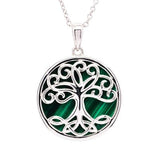 Colgante de Plata de Ley con Malaquita Verde Árbol de la Vida