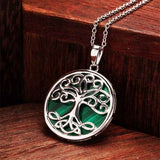 Colgante de Plata de Ley con Malaquita Verde Árbol de la Vida