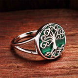 Anillo de Árbol de la Vida de Plata de Ley con Malaquita Verde