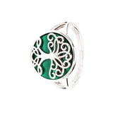 Anillo de Árbol de la Vida de Plata de Ley con Malaquita Verde