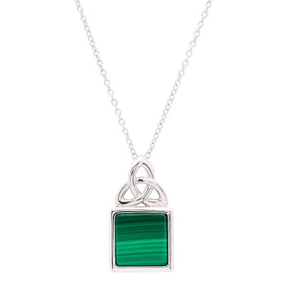 Green Malachite Sterling Silver Trinity Knot Pendant
