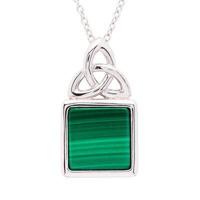 Green Malachite Sterling Silver Trinity Knot Pendant