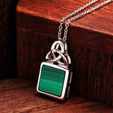 Green Malachite Sterling Silver Trinity Knot Pendant