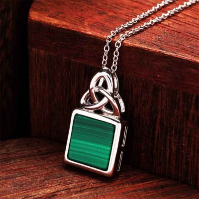 Green Malachite Sterling Silver Trinity Knot Pendant