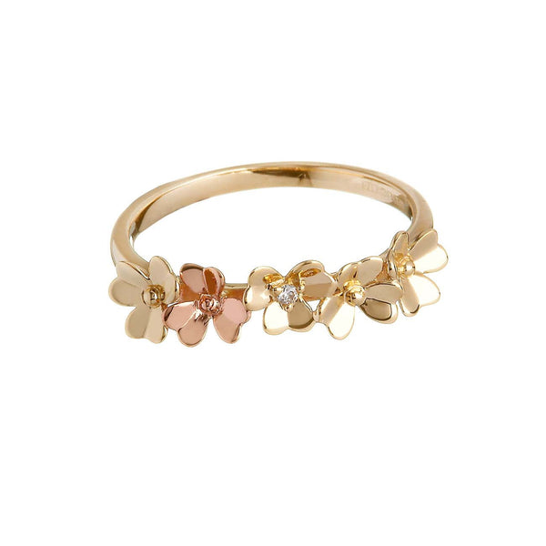 Solid Gold Band Diamond Love Shamrock