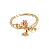 Diamond 9ct Yellow Solid Gold Love Shamrock Spray Ring