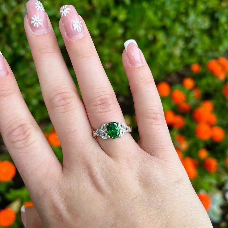 Anillo Celta Esmeralda en Plata