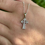 Silver Embossed Celtic Cross Necklace