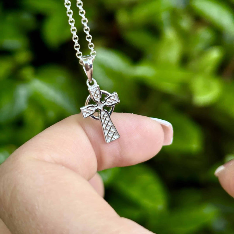Silver Embossed Celtic Cross Necklace