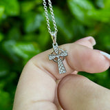 Silver Embossed Celtic Cross Necklace