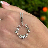 Claddagh Necklace in Sterling Silver with Rose Gold