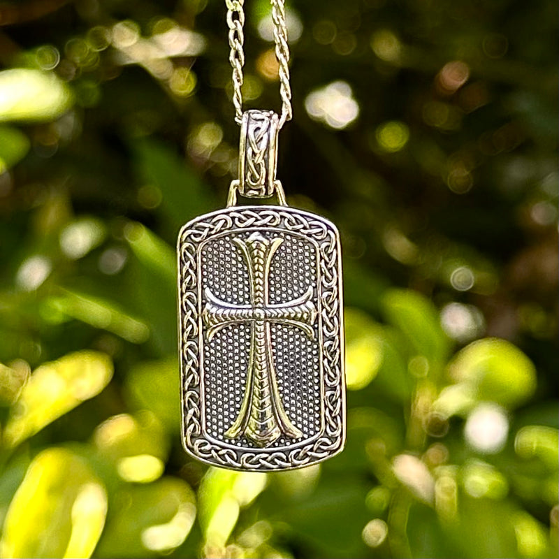 Large Men’s Celtic Cross Dog Tag Pendant