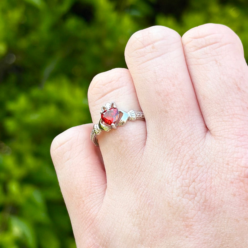 January Claddagh Birthstone Ring