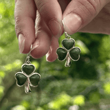 Pendientes de plata con trébol de mármol de Connemara