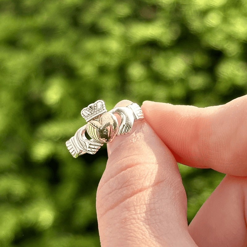 Anillo Claddagh de Corazón de Oro de Plata de Ley