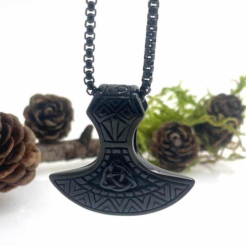 Black Viking Axe Necklace