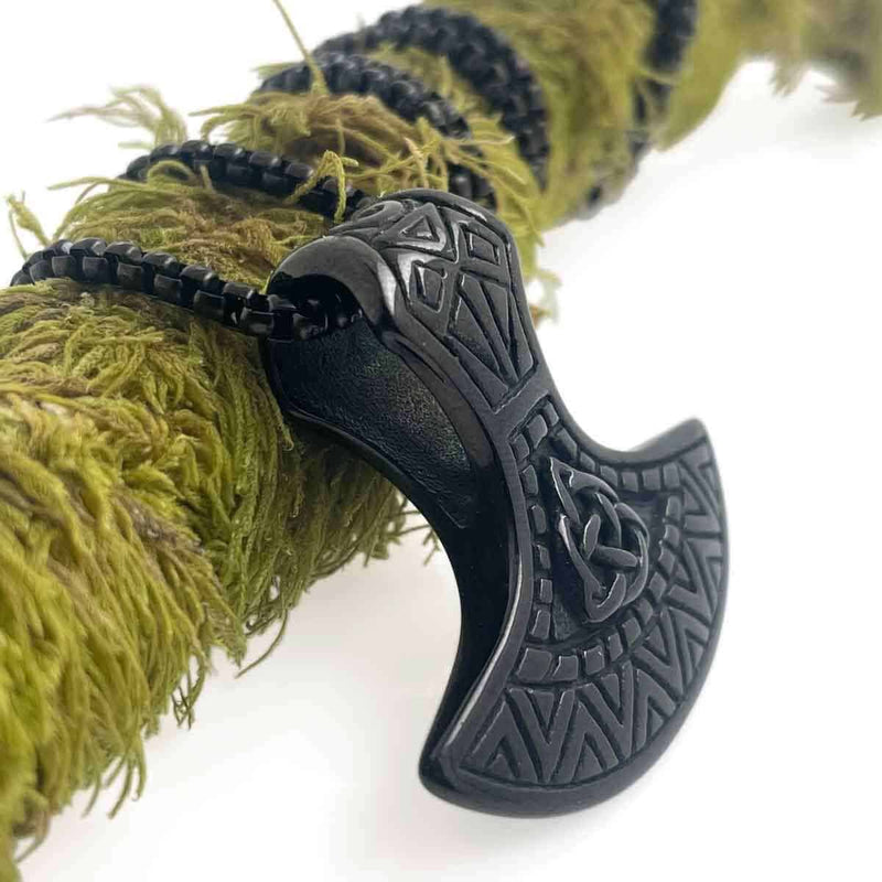 Black Viking Axe Necklace