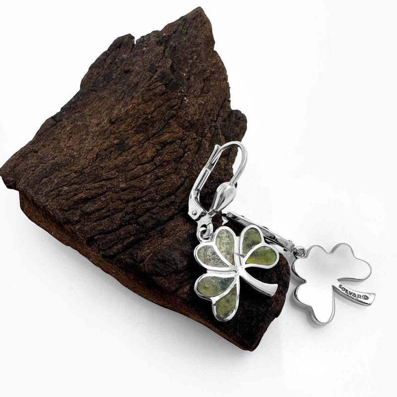 Sterling Silver Connemara Marble Shamrock Earrings