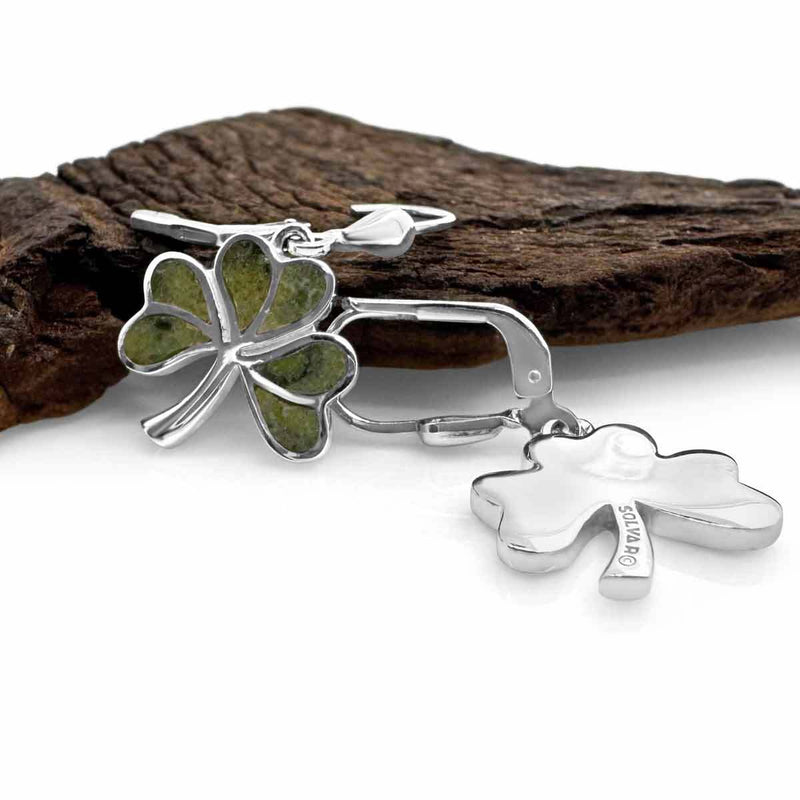 Sterling Silver Connemara Marble Shamrock Earrings