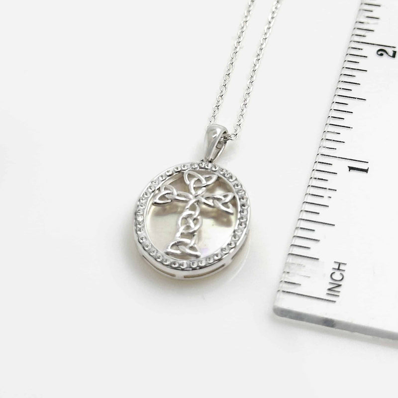 Sterling Silver Mother of Pearl Celtic Cross Necklace