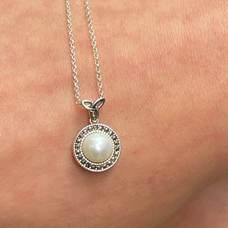 Marcasite Trinity knot necklace