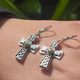 Connemara Marble Claddagh Cross Earrings