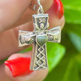 Connemara Marble Claddagh Cross Earrings
