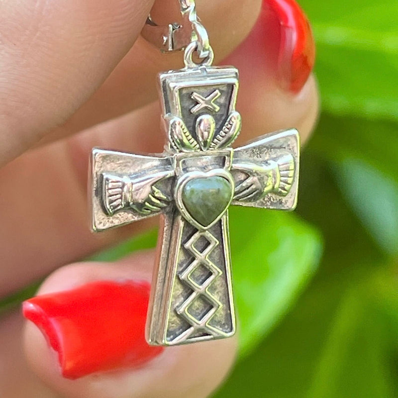 Connemara Marble Claddagh Cross Earrings