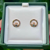 Gold Plated Crystal Claddagh Stud Earrings