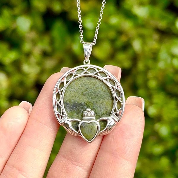 Large Claddagh Connemara Marble Pendant
