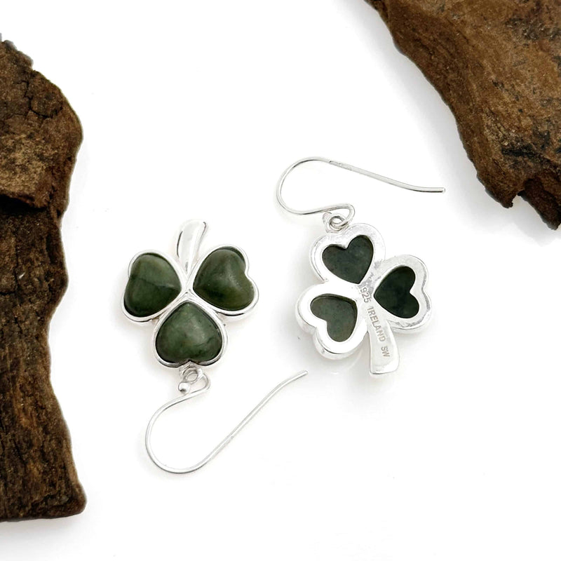 Pendientes de plata con trébol de mármol de Connemara