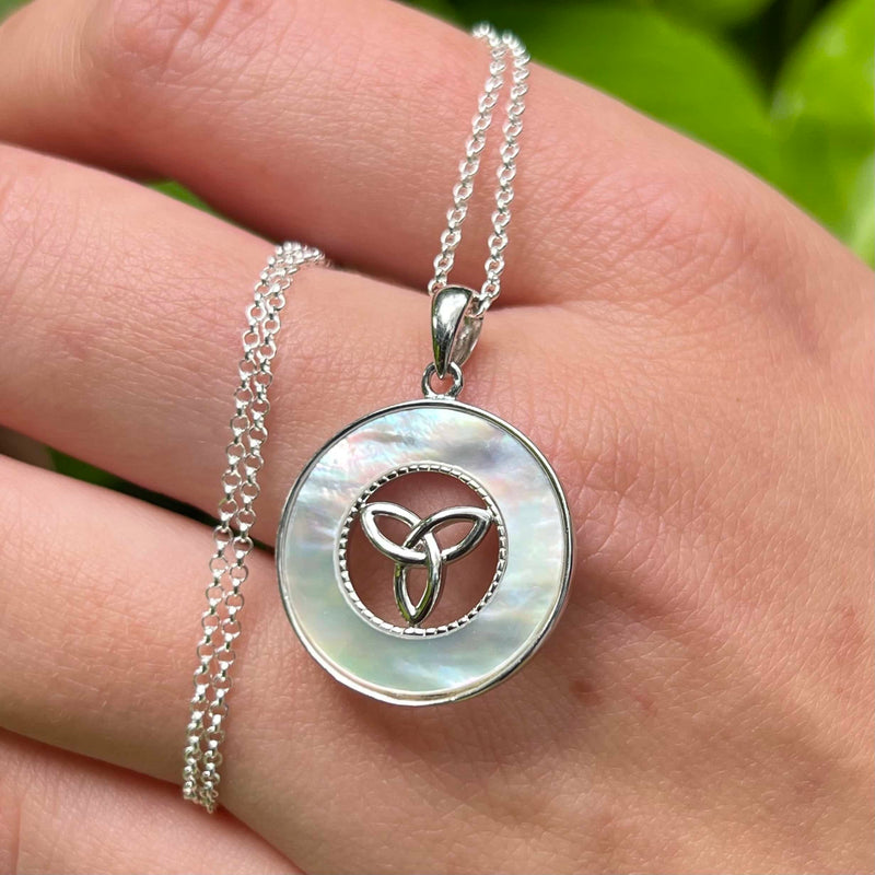 Silver Mother of Pearl Trinity Knot Pendant