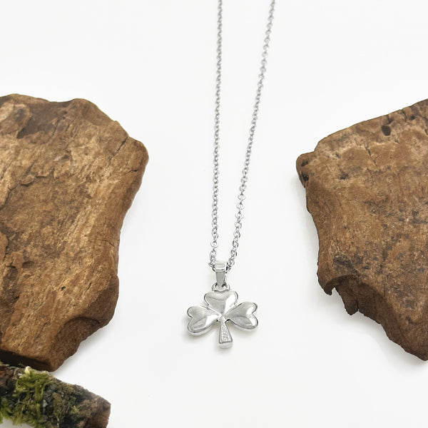 Rhodium Plated Shamrock Pendant