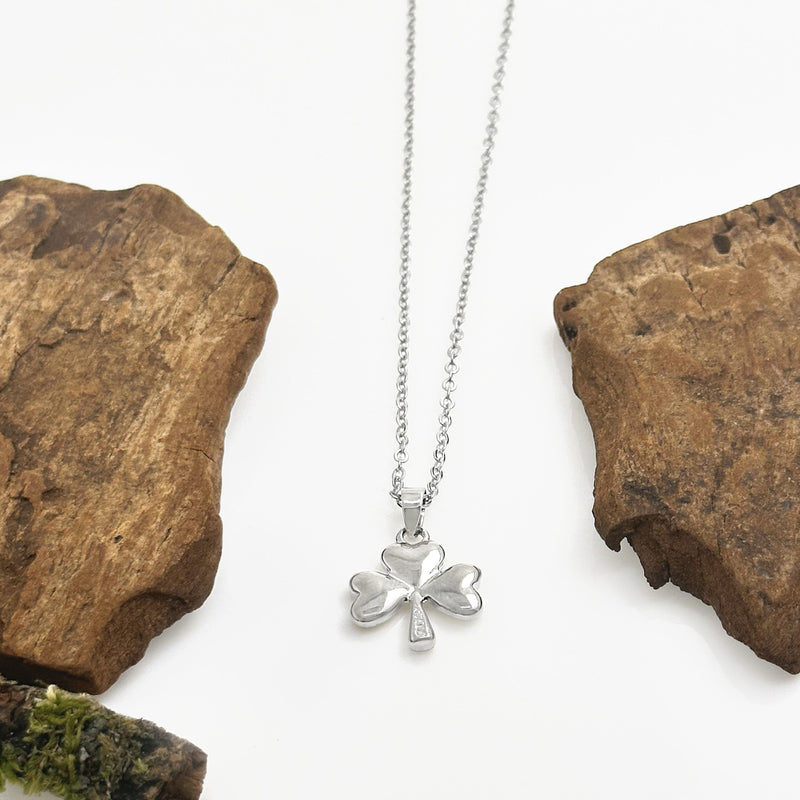 Rhodium Plated Shamrock Pendant
