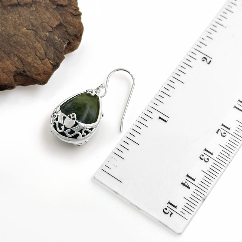 Connemara Marble Silver Claddagh Basket Earrings