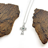 Emerald Centre Silver Celtic Cross