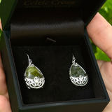 Connemara Marble Silver Claddagh Basket Earrings