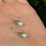 Pendientes de perlas de plata de ley