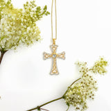Celtic Cross Necklace with Pearl in Gold Plating