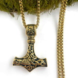 Gold Thors Hammer Necklace