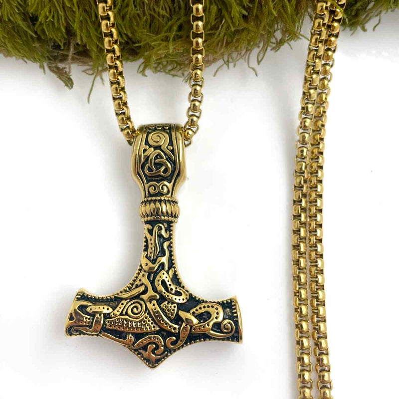 Gold Thors Hammer Necklace