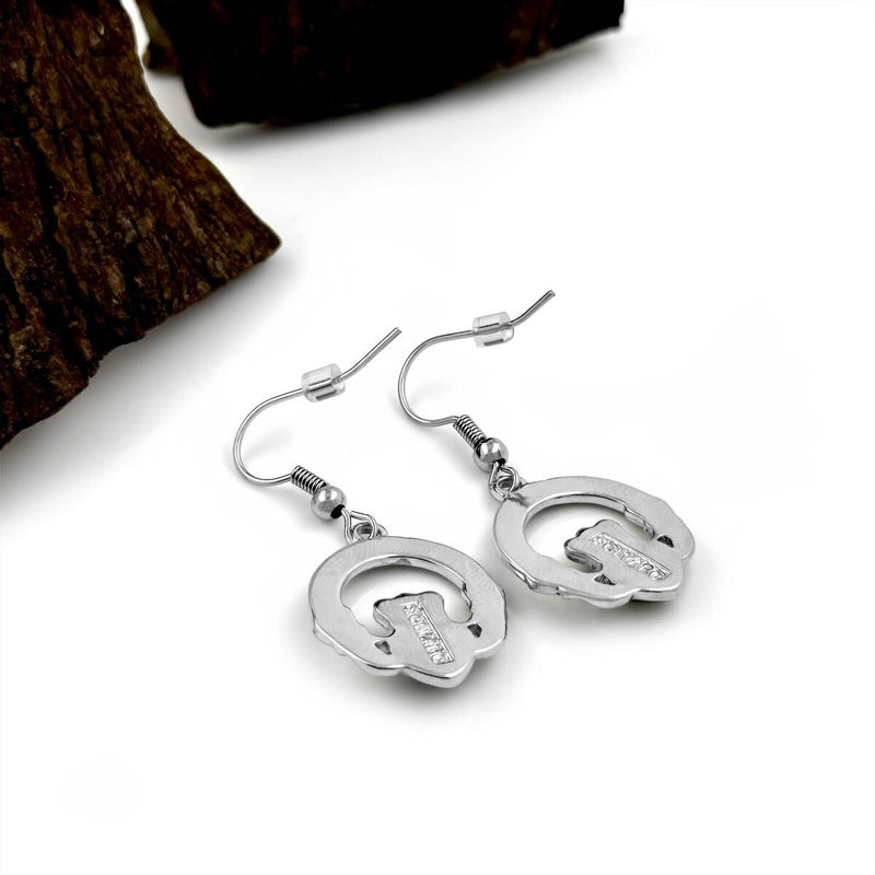 Pendientes colgantes Claddagh celta de mármol de rodio