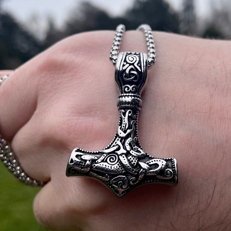Silver Thors Hammer Necklace
